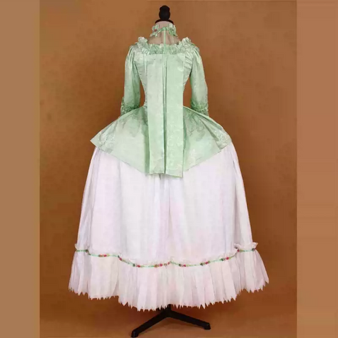 Mint Green Rococo Dress with Ruffled Floral Accents - 18th Century Ball Gown - Plus Size